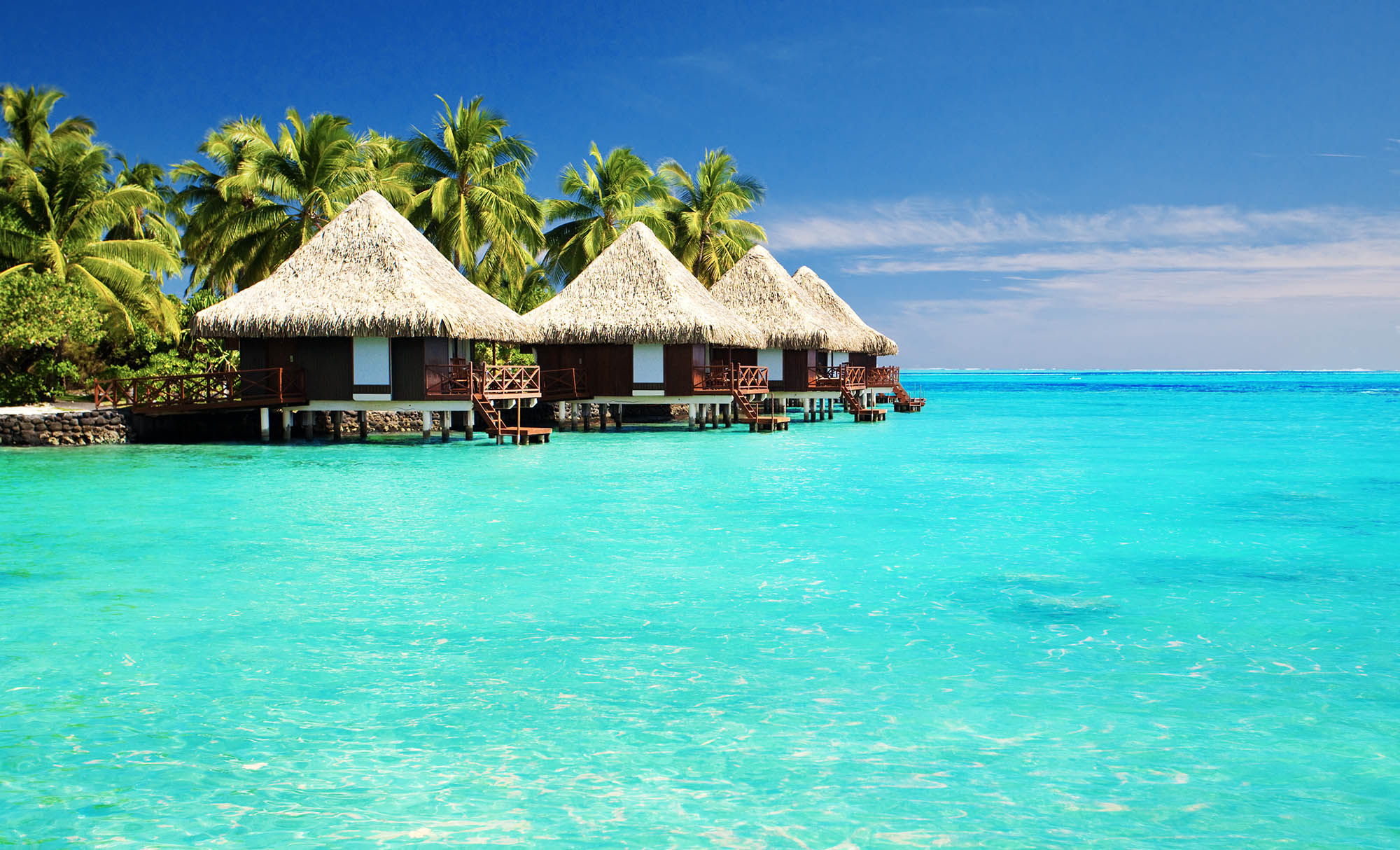 Bungalows ontop of the water